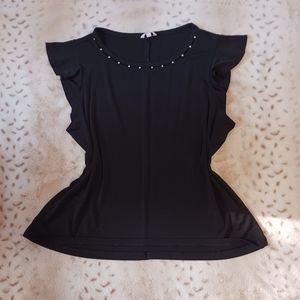 Candies Faux Pearl Blouse in Black Size Extra Large (XL) NWOTs